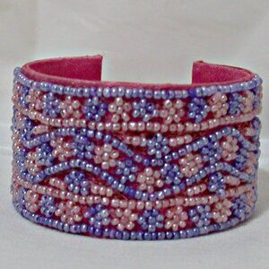 Pink & Lavander Handmade Hand Beaded Vintage Indian Bangle Bracelets